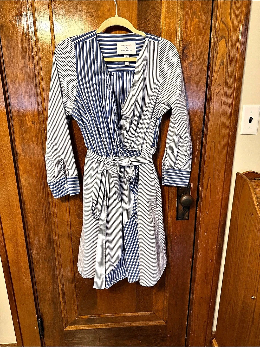 Lane Bryant Beauticurve x Lane Bryant Striped Faux Wrap Midi Dress Beauticurve
